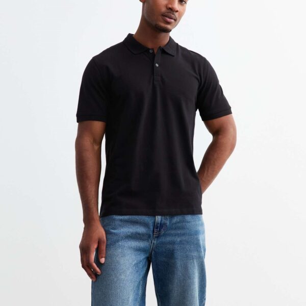 Black Regular Cotton Piqué Polo Shirt