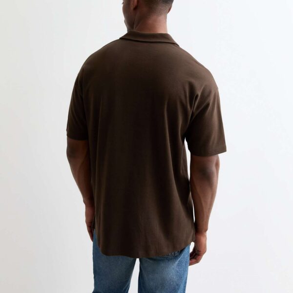 Brown Cotton Blend Polo Shirt - Image 2