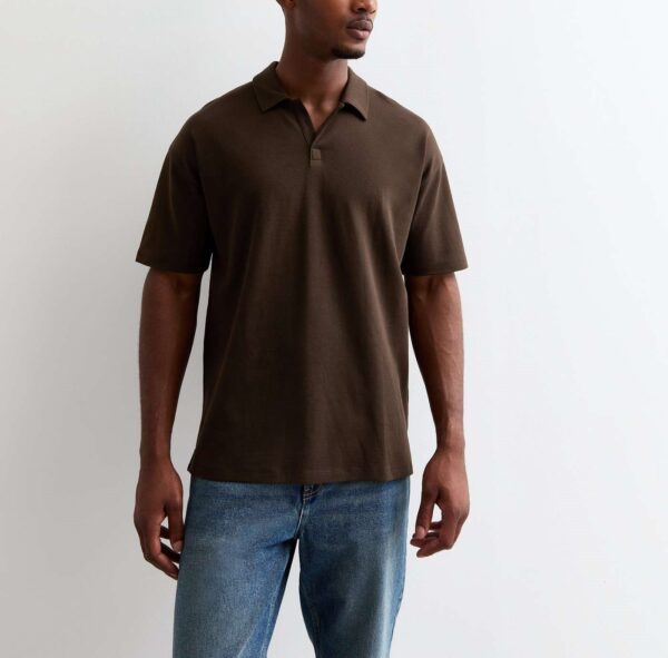 Brown Cotton Blend Polo Shirt